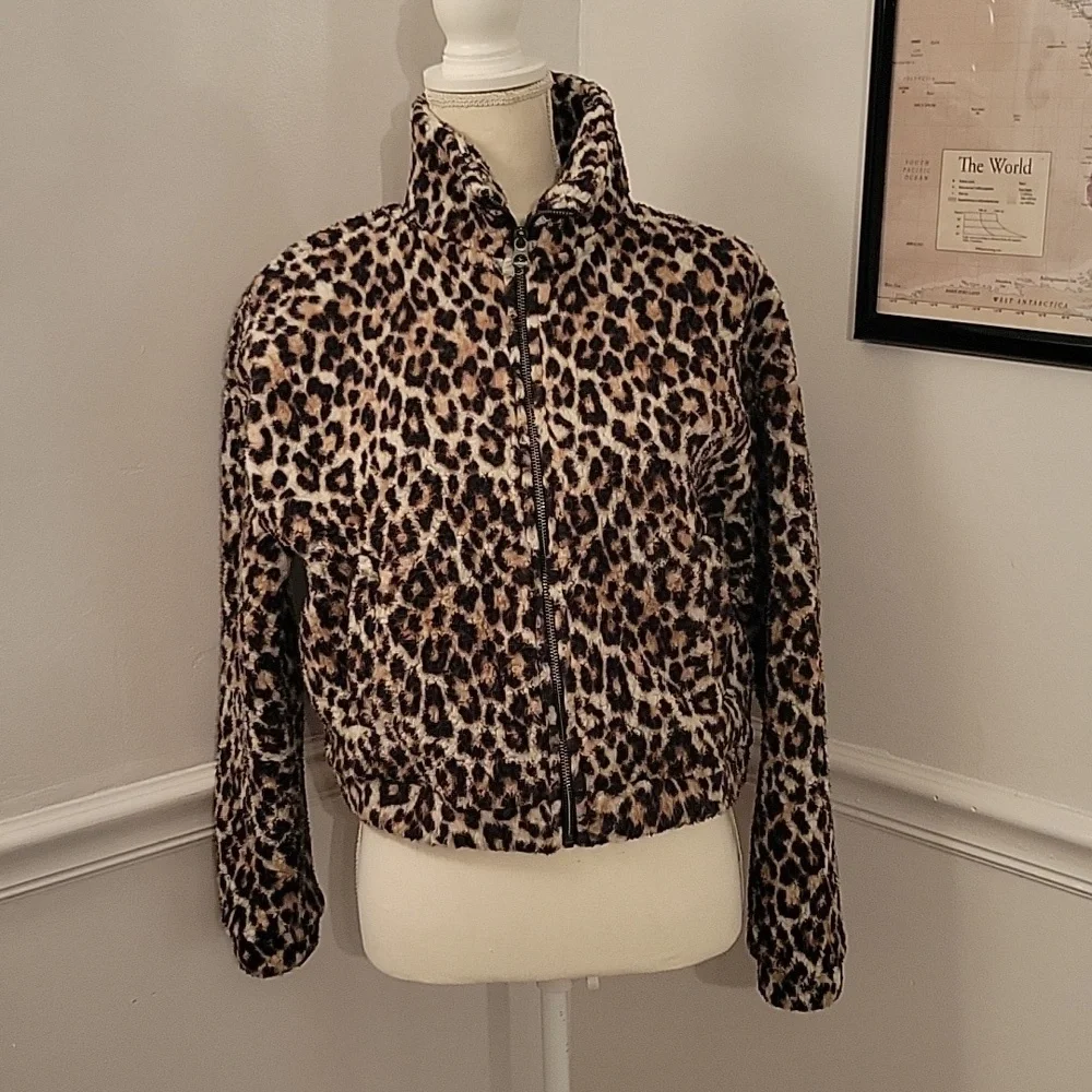 American Eagle Cheetah Print Cropped Jacket‎ Womens XS
